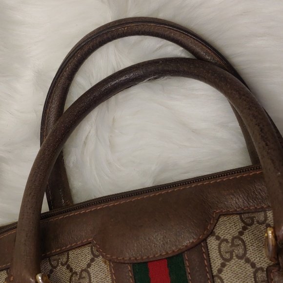 Authentic Vintage Gucci GG Monogram Supreme Sherry Web Ophidia Boston Crossbody - Picture 7 of 10